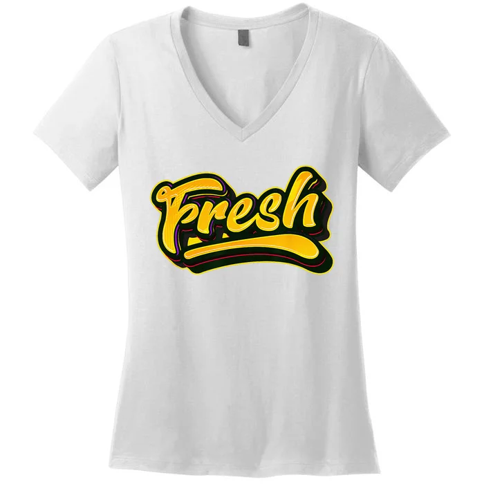 Fresh Old School Graffiti Style Funny Graffiti Graphic Women's V-Neck T-Shirt