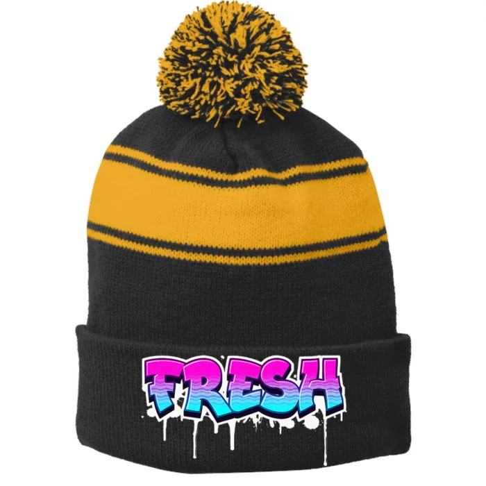 Fresh Old Schoolgraffiti Style  Funnygraffiti Graphic Stripe Pom Pom Beanie