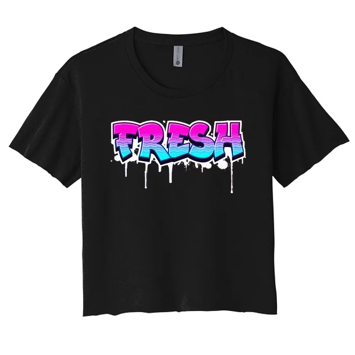 Fresh Old Schoolgraffiti Style  Funnygraffiti Graphic Women's Crop Top Tee