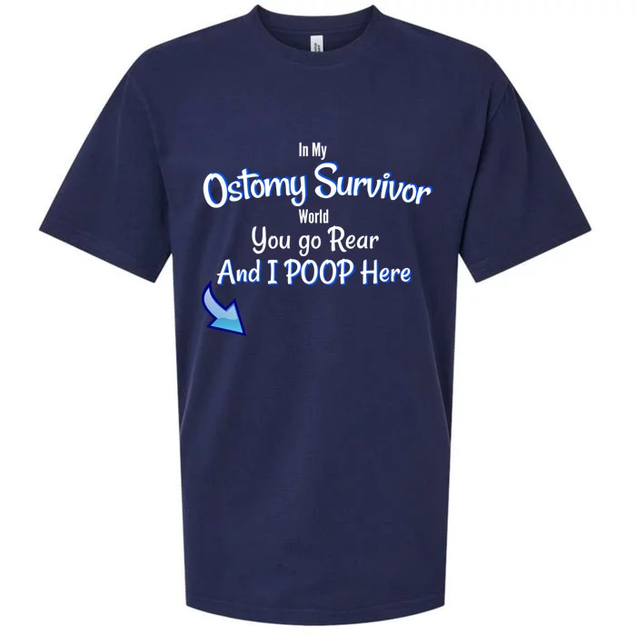 Funny Ostomy Survivor I Poop Here Stoma Bag Colon Cancer Gift Sueded Cloud Jersey T-Shirt