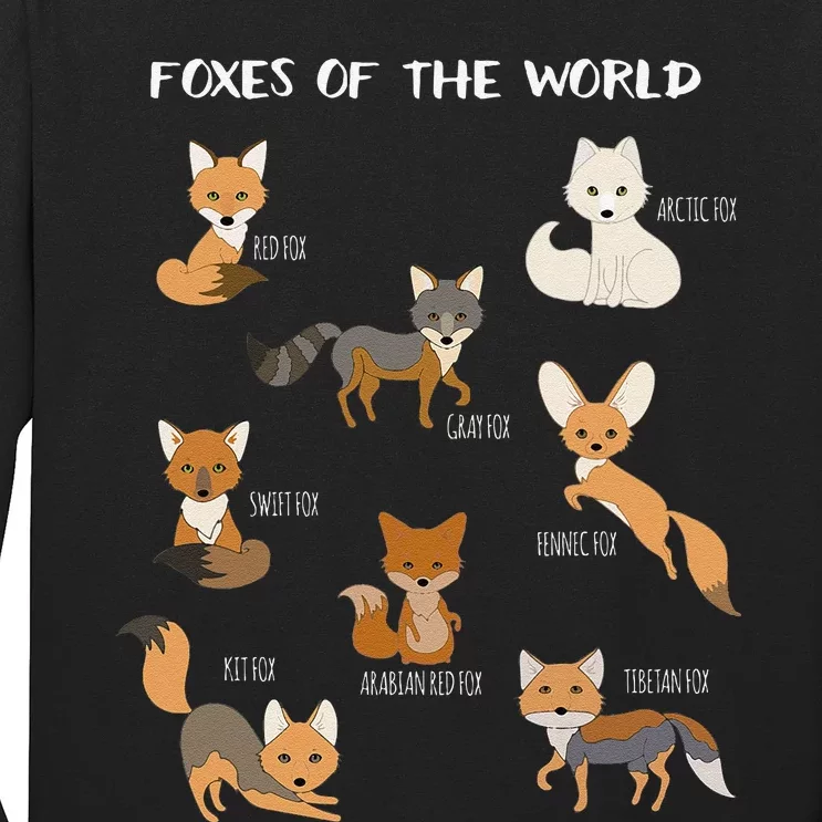 Foxes Of The World Funny Fox Animals Educational Long Sleeve Shirt