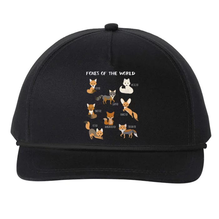 Foxes Of The World Funny Fox Animals Educational Snapback Five-Panel Rope Hat