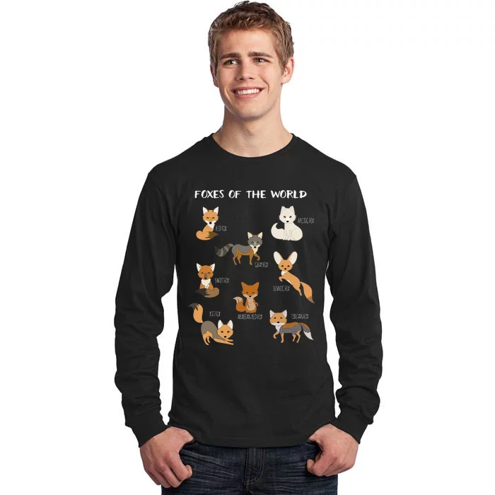 Foxes Of The World Funny Fox Animals Educational Tall Long Sleeve T-Shirt