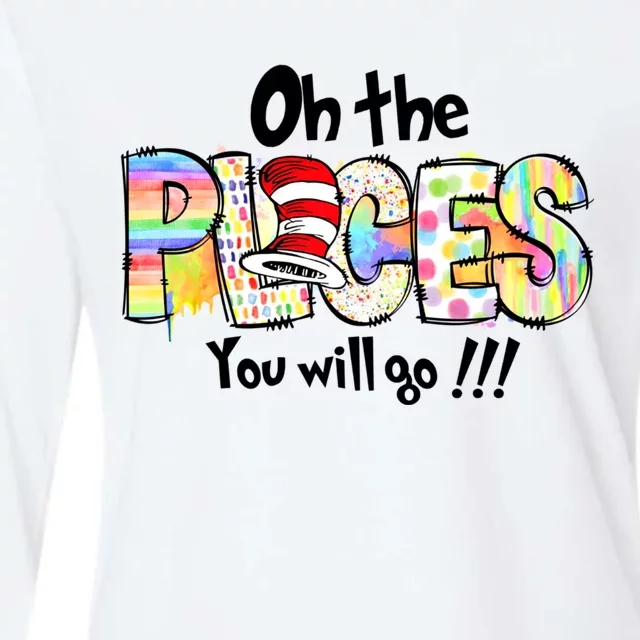 Funny Oh The Places YouLl Go When You Read Womens Cotton Relaxed Long Sleeve T-Shirt