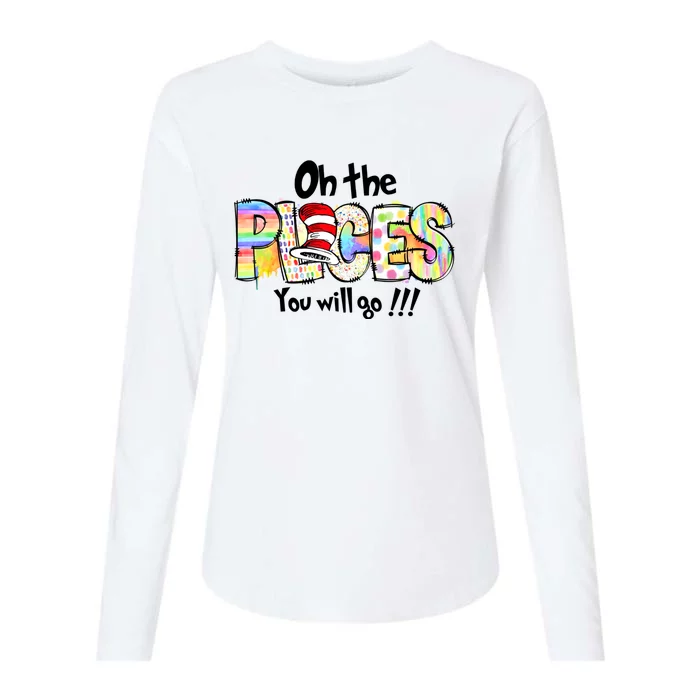 Funny Oh The Places YouLl Go When You Read Womens Cotton Relaxed Long Sleeve T-Shirt