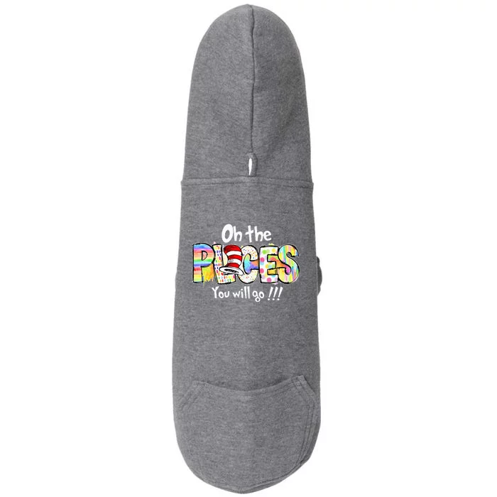 Funny Oh The Places Youll Go When You Read Doggie 3-End Fleece Hoodie