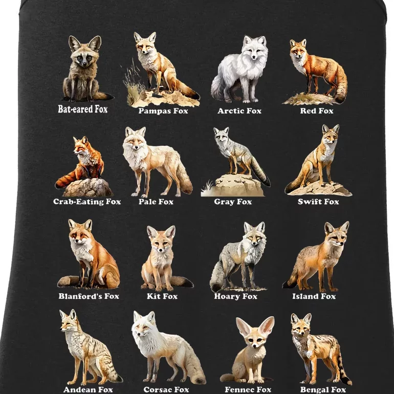 Foxes Of The World Funny Fox Animals Educational Design Ladies Essential Tank