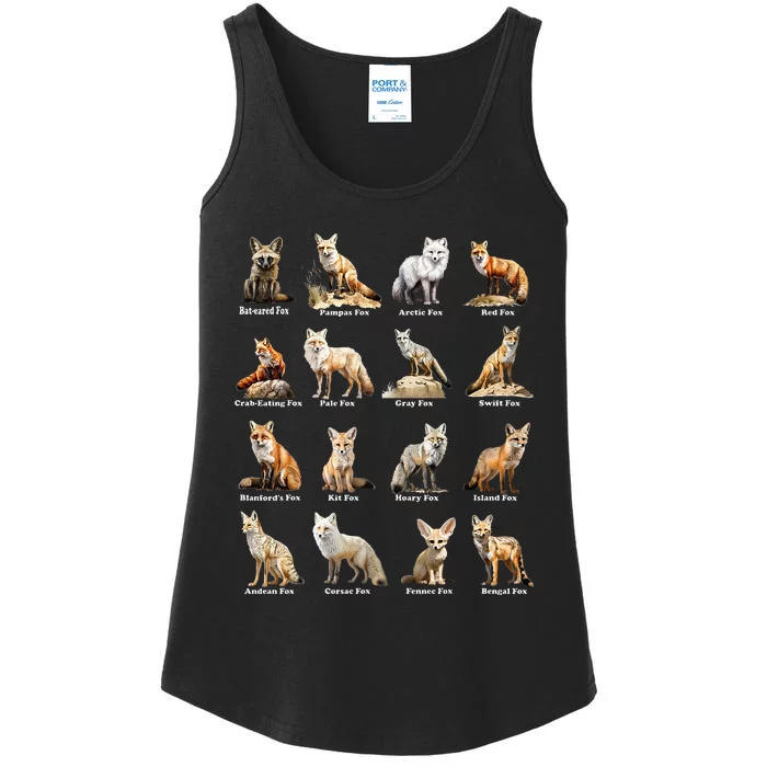 Foxes Of The World Funny Fox Animals Educational Design Ladies Essential Tank