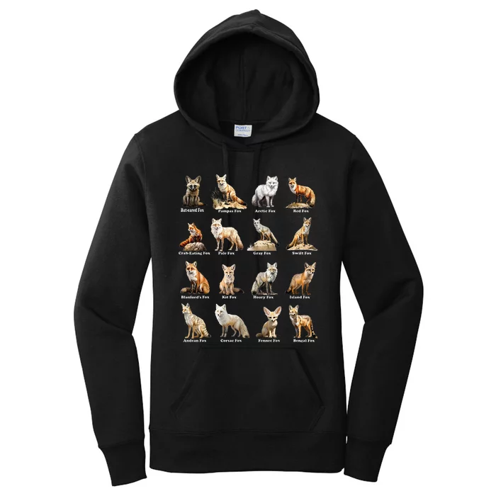 Foxes Of The World Funny Fox Animals Educational Design Women's Pullover Hoodie