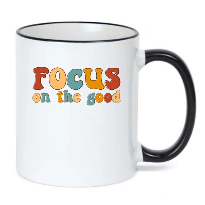 Focus On The Good Retro Quote Black Color Changing Mug