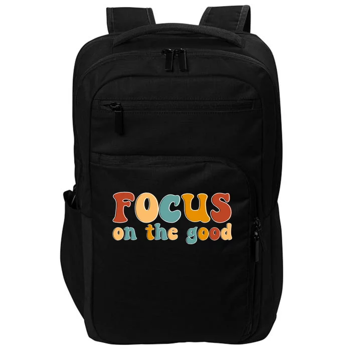 Focus On The Good Retro Quote Impact Tech Backpack