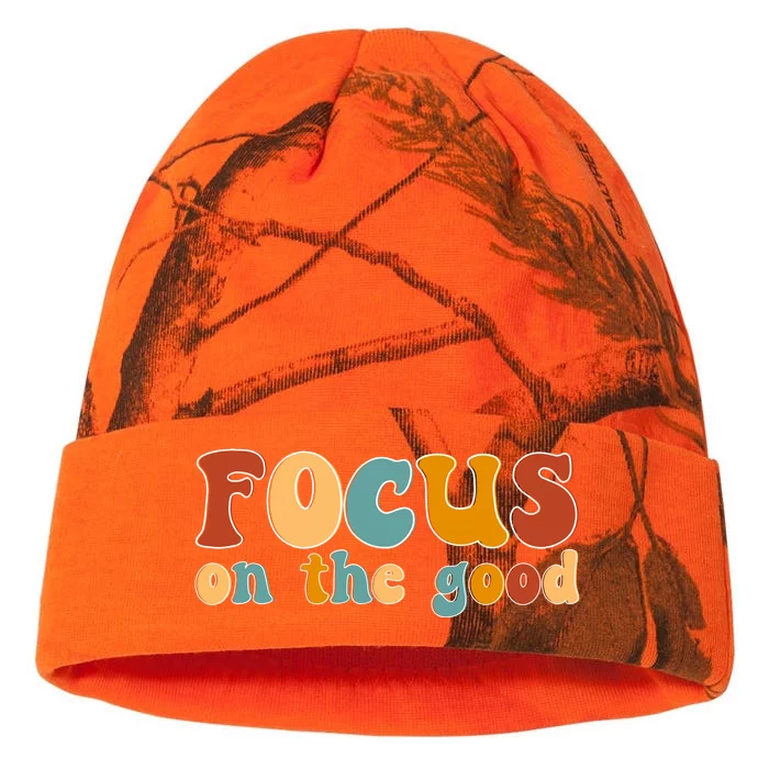 Focus On The Good Retro Quote Kati - 12in Camo Beanie