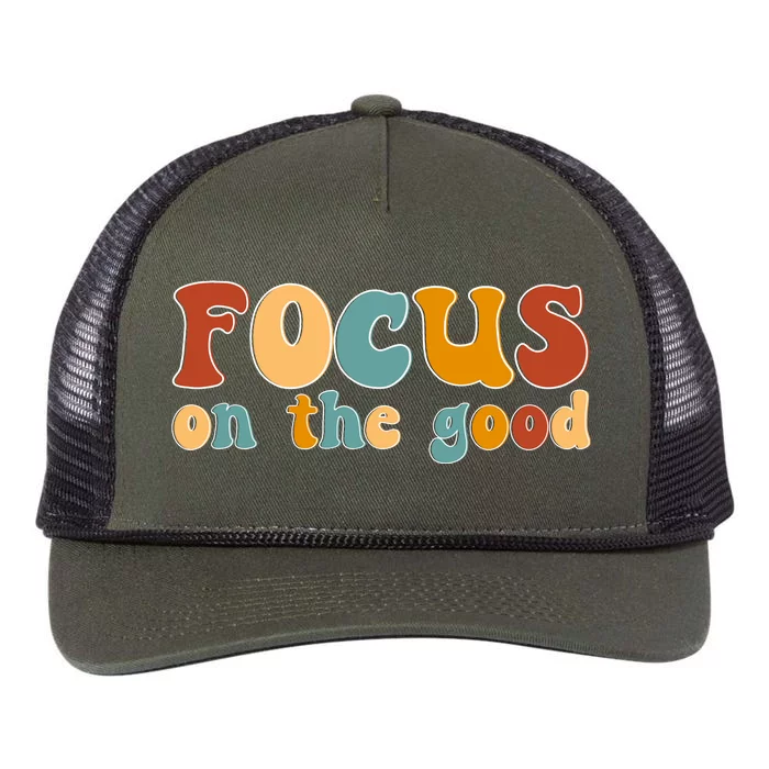 Focus On The Good Retro Quote Retro Rope Trucker Hat Cap