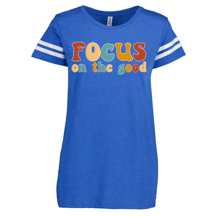 Focus On The Good Retro Quote Enza Ladies Jersey Football T-Shirt