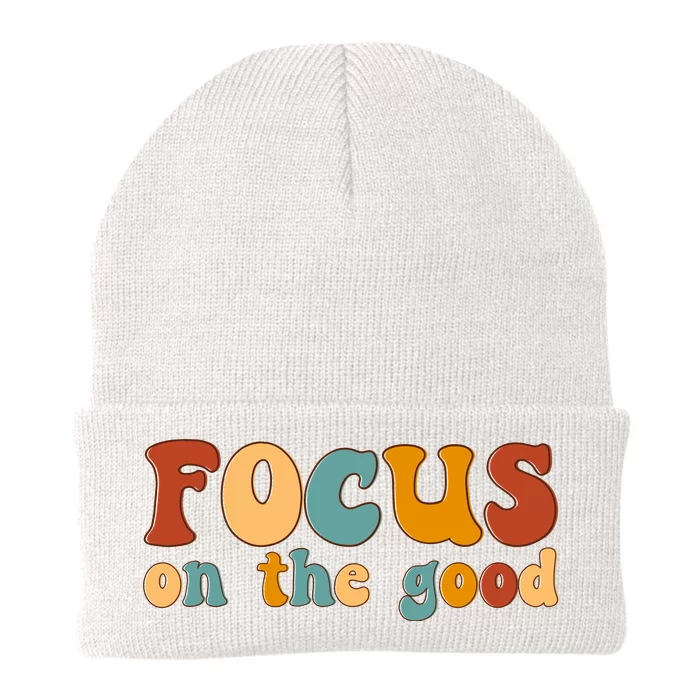 Focus On The Good Retro Quote Knit Cap Winter Beanie