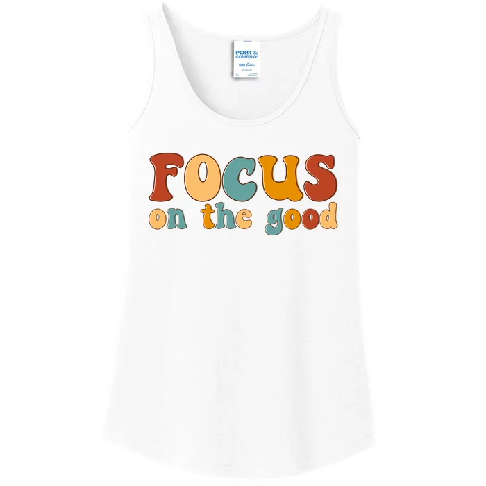 Focus On The Good Retro Quote Ladies Essential Tank