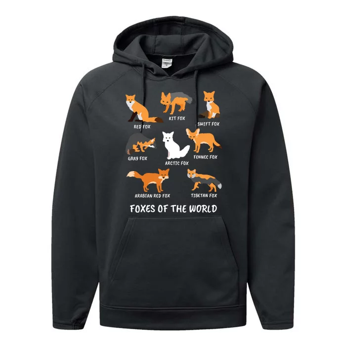 Foxes Of The World Fox Lover Performance Fleece Hoodie