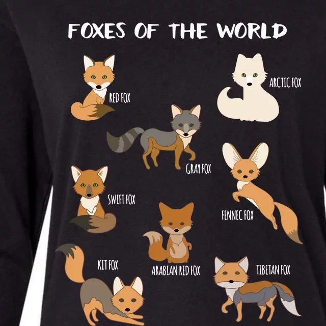 Foxes Of The World Funny Fox Animals Educational Womens Cotton Relaxed Long Sleeve T-Shirt