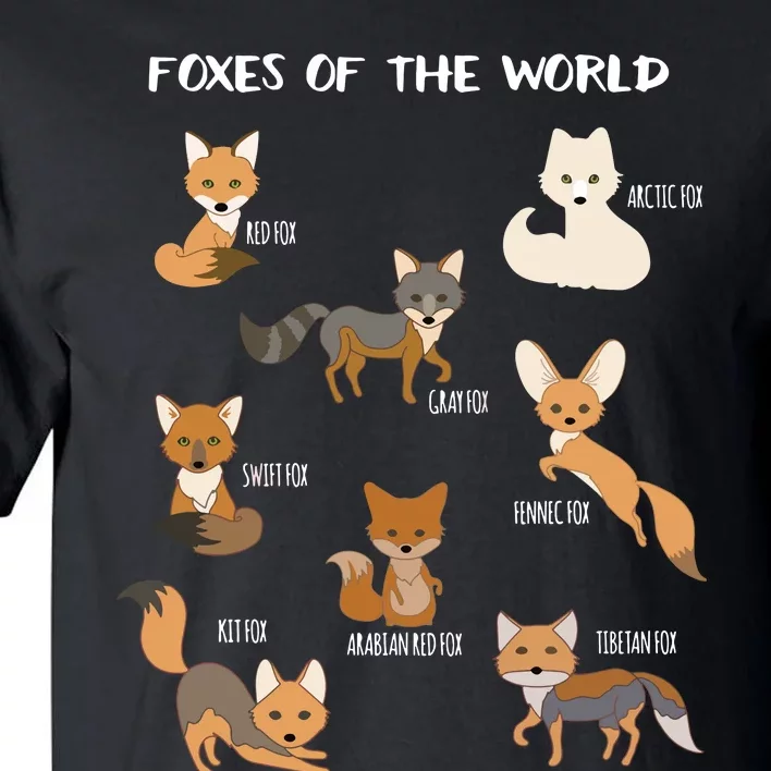 Foxes Of The World Funny Fox Animals Educational Tall T-Shirt