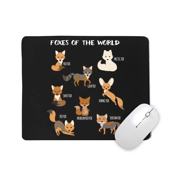 Foxes Of The World Funny Fox Animals Educational Mousepad