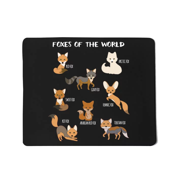 Foxes Of The World Funny Fox Animals Educational Mousepad