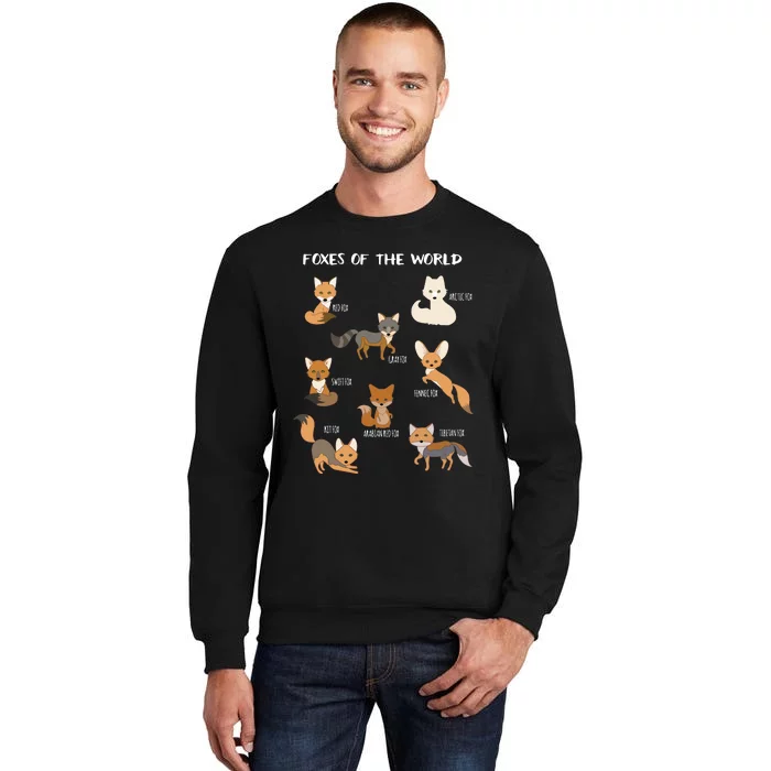 Foxes Of The World Funny Fox Animals Educational Tall Sweatshirt