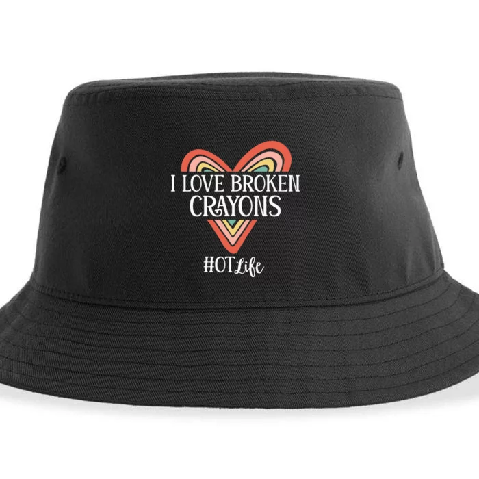 Funny Occupational Therapy I Love Broken Crayons OT Life Sustainable Bucket Hat