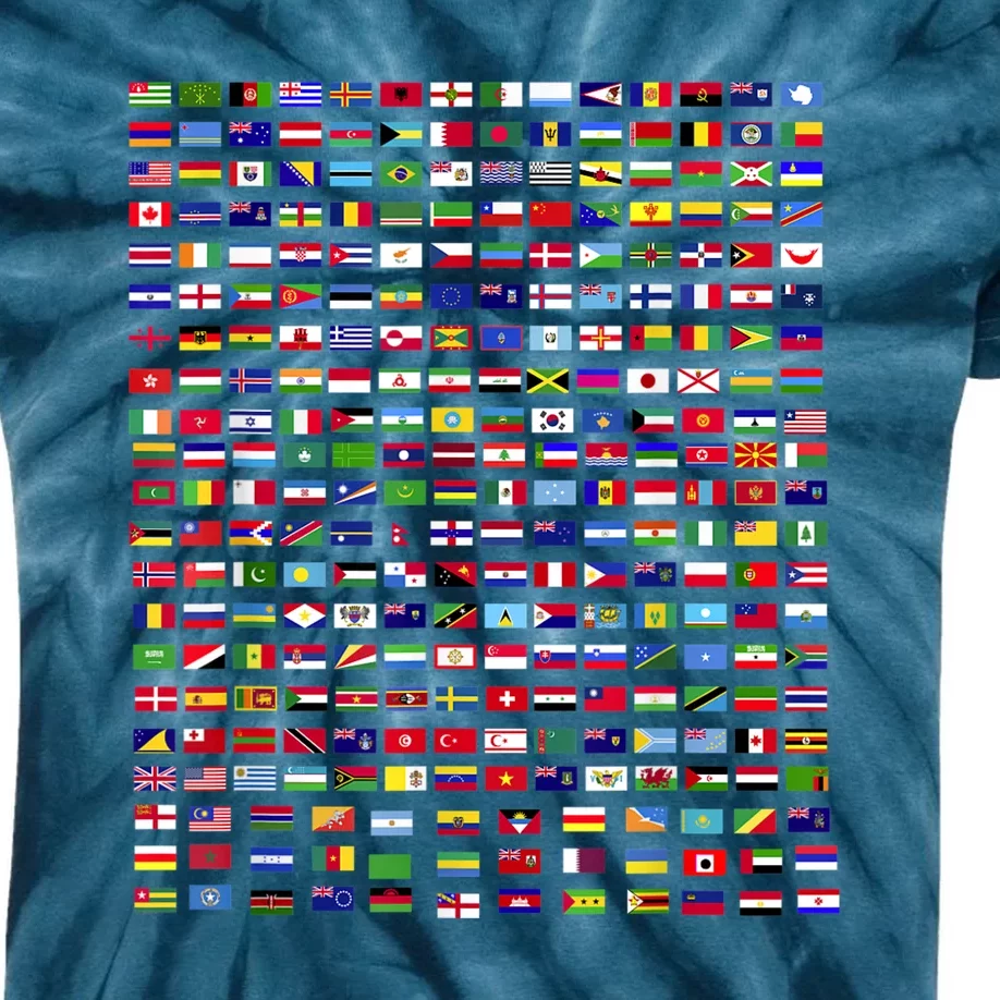 Flags Of The Countries Of The World 287 Flag International Kids Tie-Dye T-Shirt