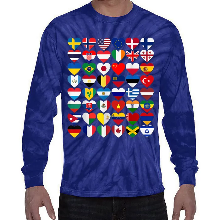 Flags of the Countries of the World,International Gift Tie-Dye Long Sleeve Shirt