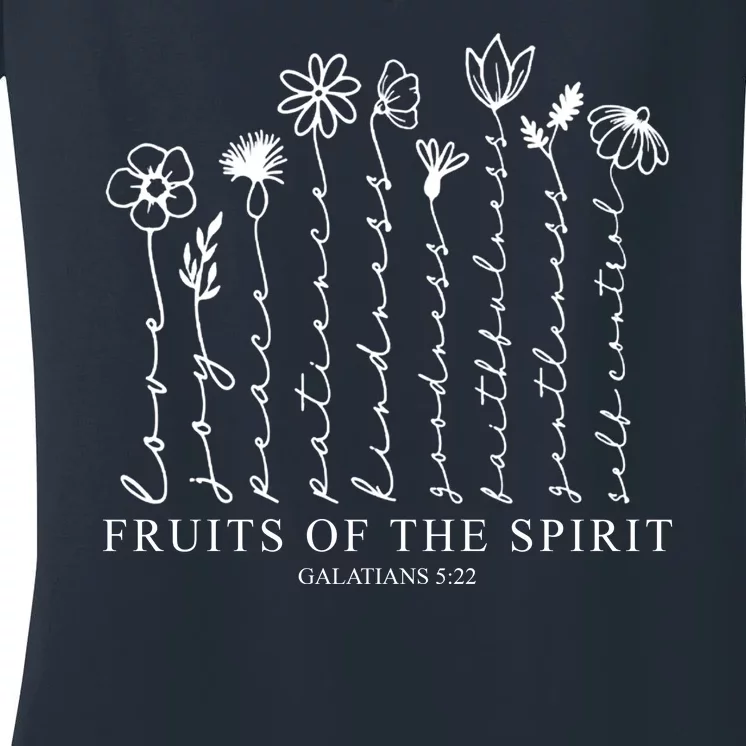 Fruits Of The Spirit Christian Floral Women's V-Neck T-Shirt