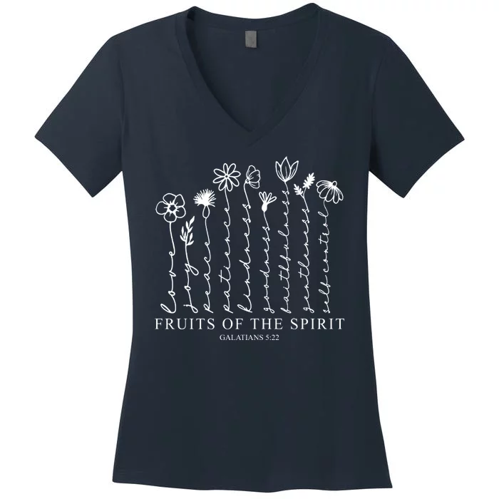 Fruits Of The Spirit Christian Floral Women's V-Neck T-Shirt