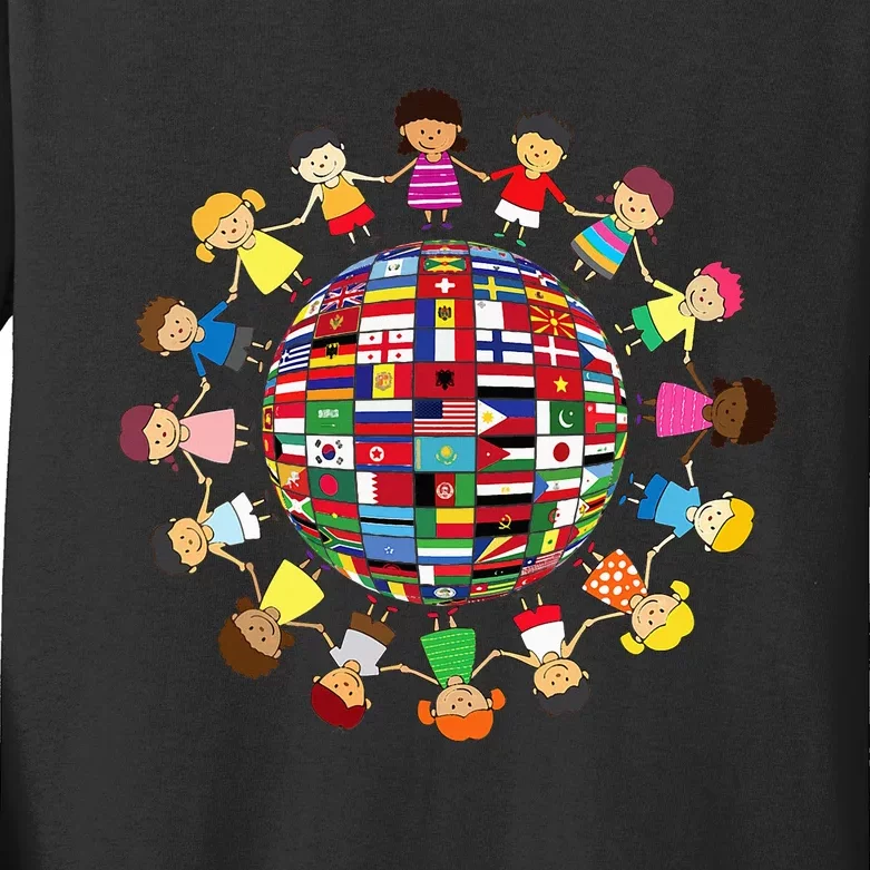 Flags Of The World Cultural Diversity Around The Globe Kids Long Sleeve Shirt