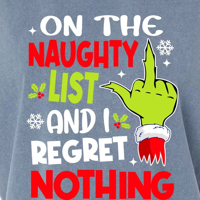 Funny On The List Of Naughty And I Regret Nothing Christmas Garment-Dyed Women's Muscle Tee