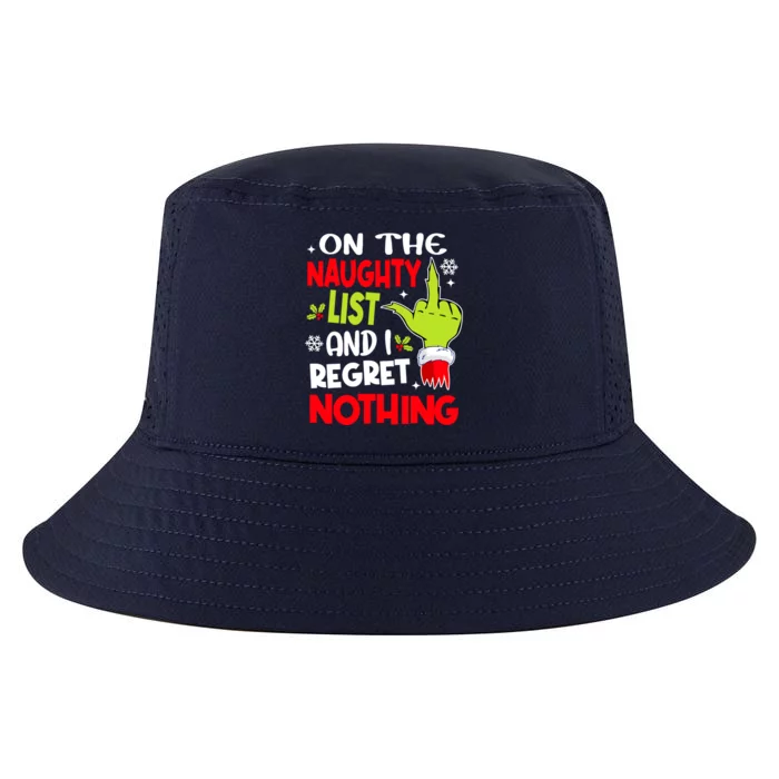 Funny On The List Of Naughty And I Regret Nothing Christmas Cool Comfort Performance Bucket Hat