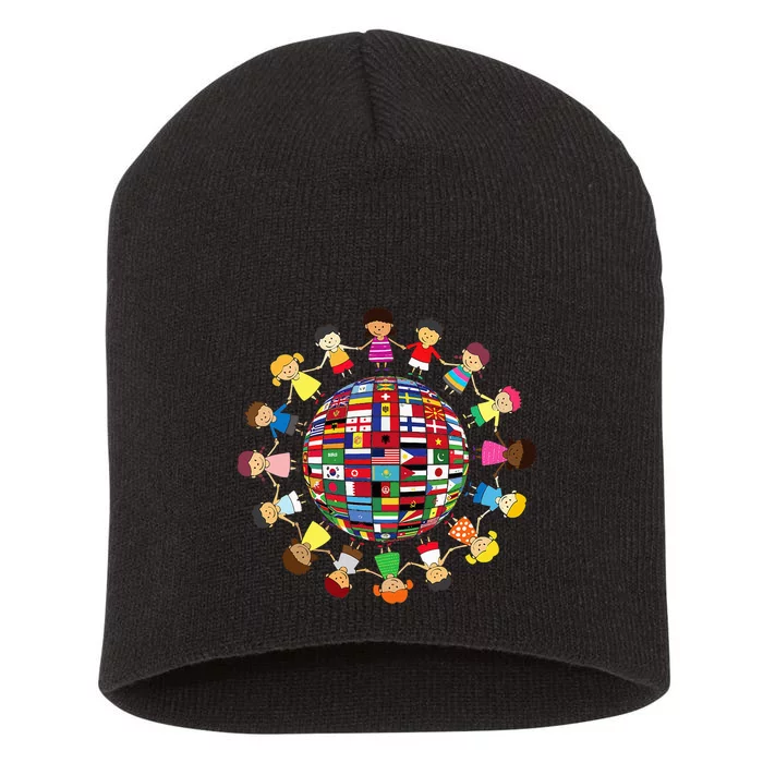 Flags Of The World Cultural Diversity Around The Globe Short Acrylic Beanie