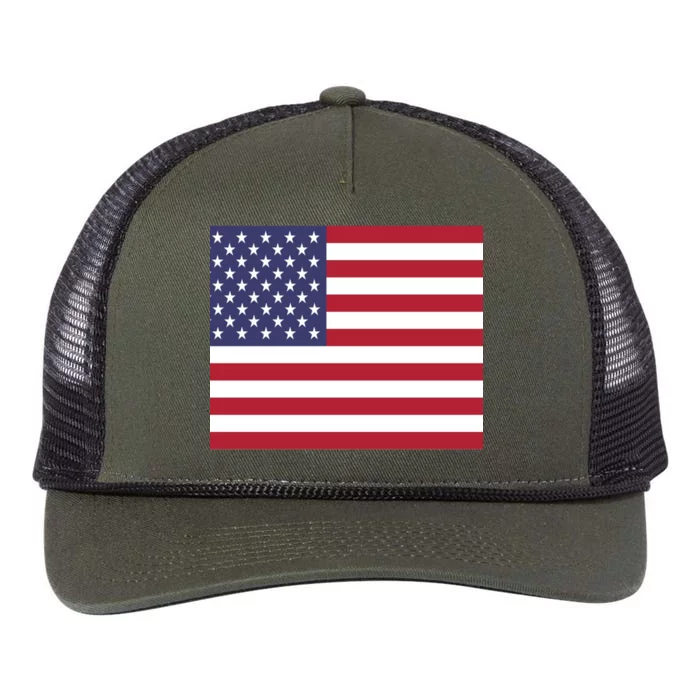 Flag of the United States USA American Retro Rope Trucker Hat Cap