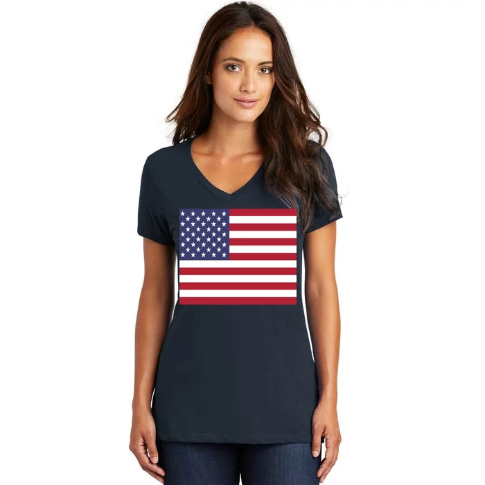 Flag of the United States USA American Women's V-Neck T-Shirt