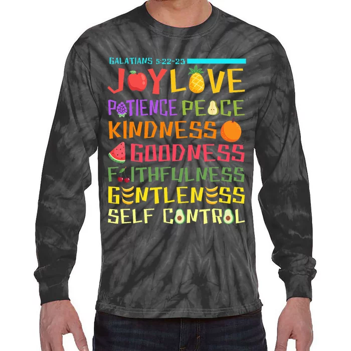 Fruit Of The Spirit Christian Bible Verse Tie-Dye Long Sleeve Shirt