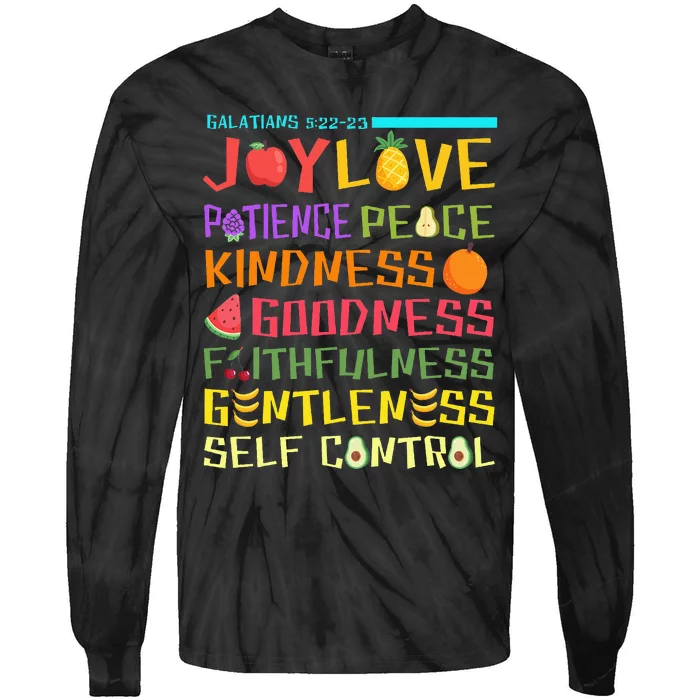 Fruit Of The Spirit Christian Bible Verse Tie-Dye Long Sleeve Shirt