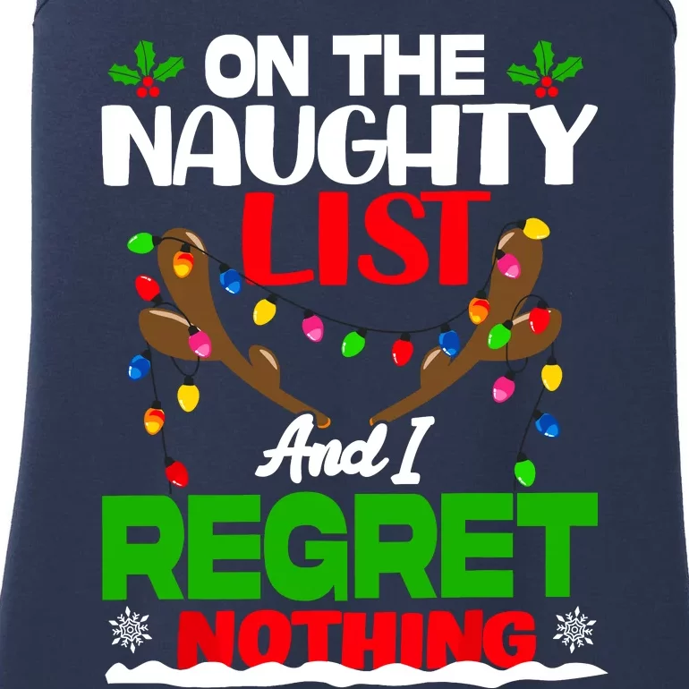 Funny On The List Naughty And I Regret Nothing Christmas Ladies Essential Tank