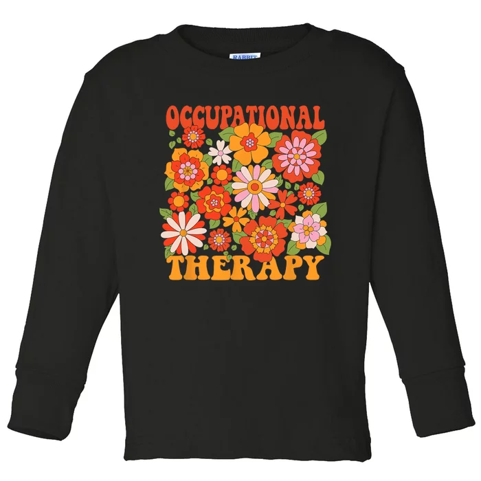 Floral Occupational Therapy Funny OT Therapist Assistant Toddler Long Sleeve Shirt