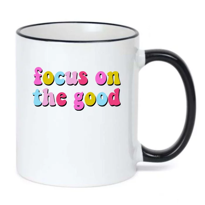 Focus On The Good Colorful Retro Quote Black Color Changing Mug