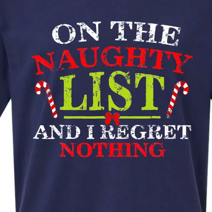 Funny On The List Of Naughty And I Regret Nothing Christmas Sueded Cloud Jersey T-Shirt