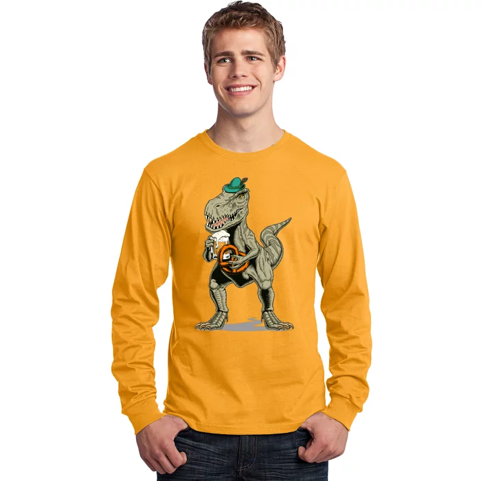 Funny Oktoberfest Tyrannosaurus Rex T Rex Dinosaur Long Sleeve Shirt