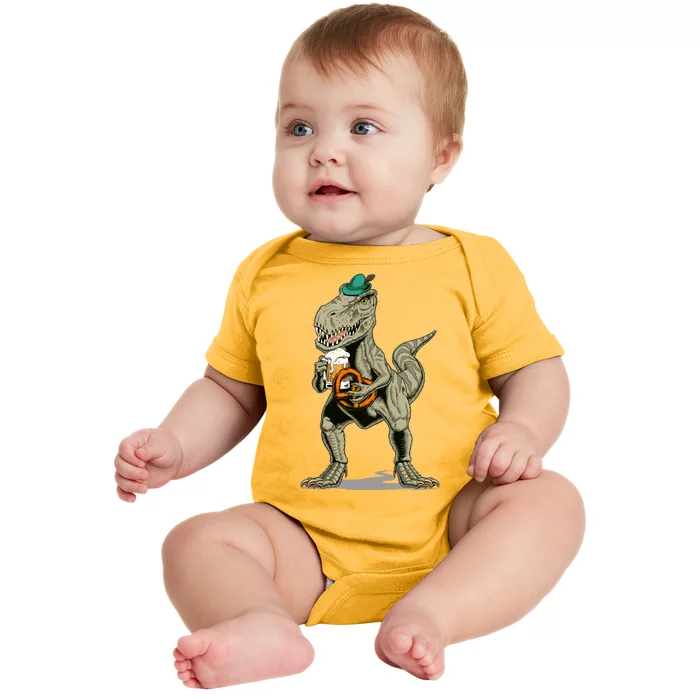 Funny Oktoberfest Tyrannosaurus Rex T Rex Dinosaur Baby Bodysuit