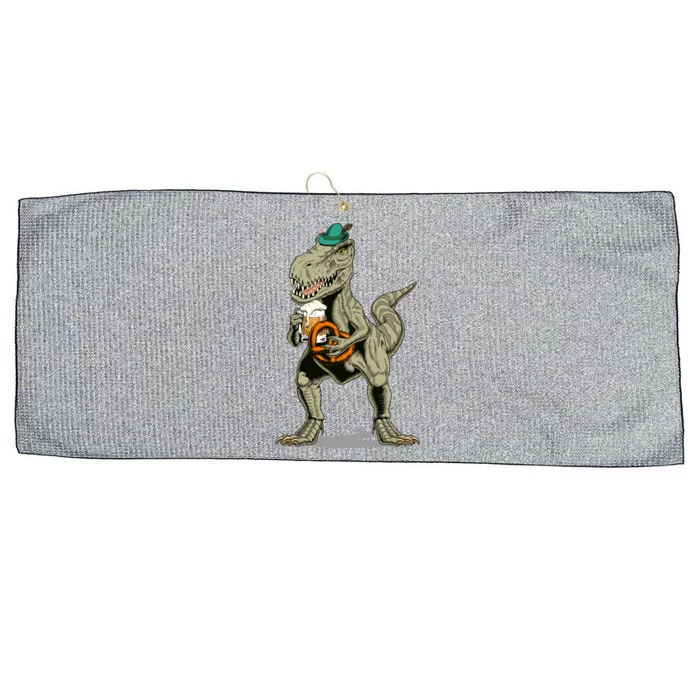 Funny Oktoberfest Tyrannosaurus Rex T Rex Dinosaur Large Microfiber Waffle Golf Towel