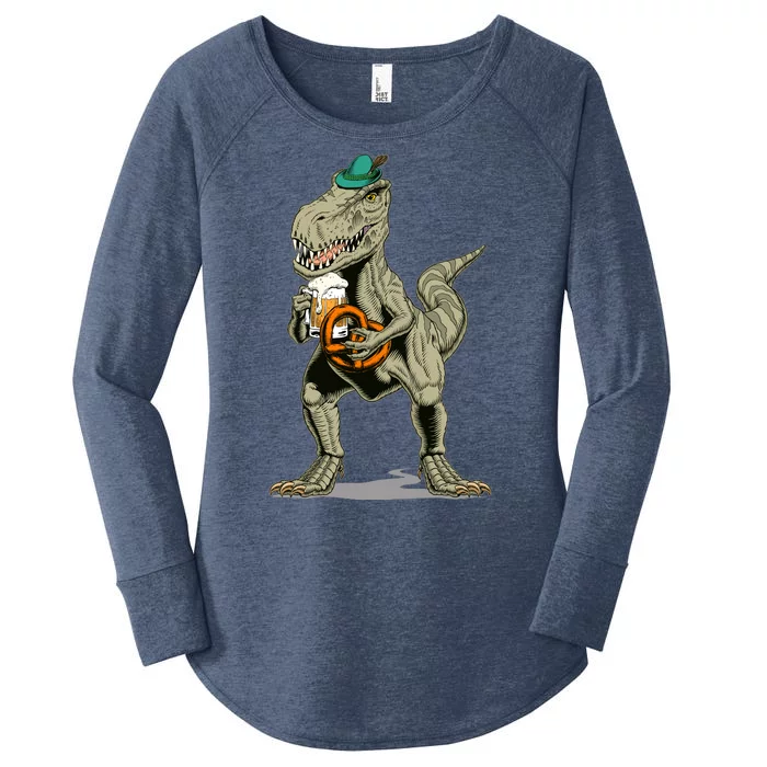 Funny Oktoberfest Tyrannosaurus Rex T Rex Dinosaur Women's Perfect Tri Tunic Long Sleeve Shirt