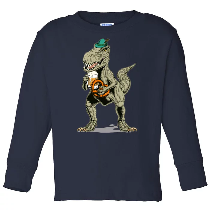 Funny Oktoberfest Tyrannosaurus Rex T Rex Dinosaur Toddler Long Sleeve Shirt