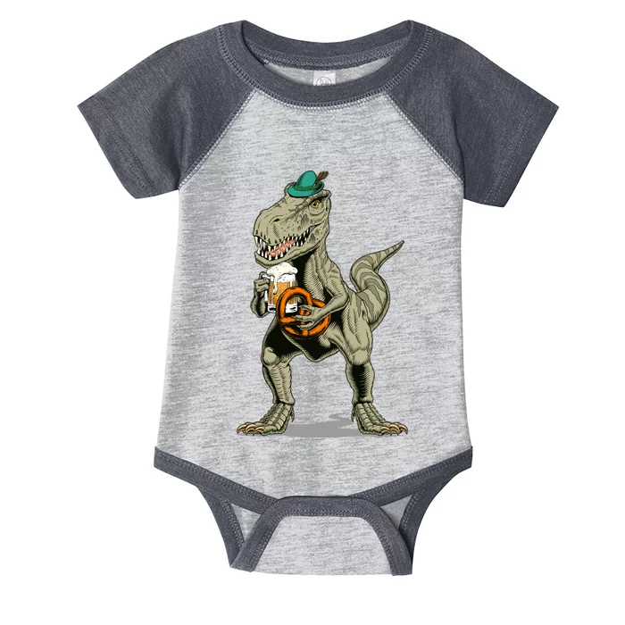 Funny Oktoberfest Tyrannosaurus Rex T Rex Dinosaur Infant Baby Jersey Bodysuit