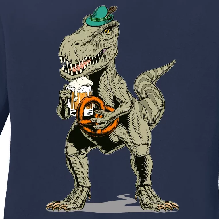 Funny Oktoberfest Tyrannosaurus Rex T Rex Dinosaur Ladies Long Sleeve Shirt